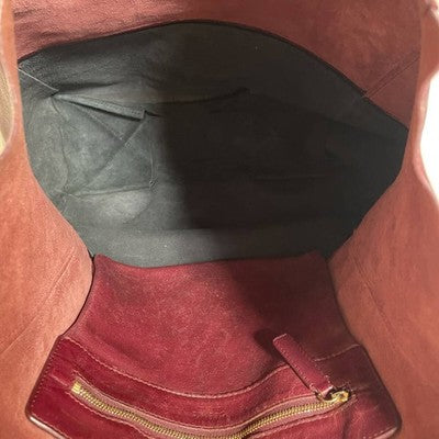 CELINE HORIZONTAL CABAS TOTE BAG LEATHER BORDEAUX BLACK BICOLOR