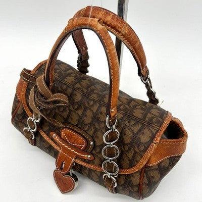 CHRISTIAN DIOR ROMANTIC TROTTER HANDBAG PVC BROWN HEART PADLOCK (NO KEY)