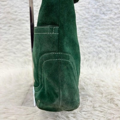 COACH OLD COACH SUEDE HOBO ONE SHOULDER BAG GREEN LEATHER TASSEL BAG
