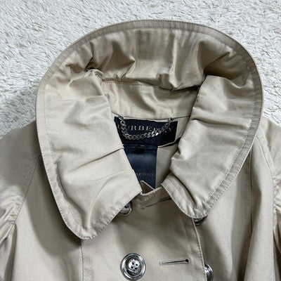 BURBERRY CROPPED TRENCH COAT BEIGE SILVER BUTTONS IT36 SIZE S FROM JAPAN VINTAGE