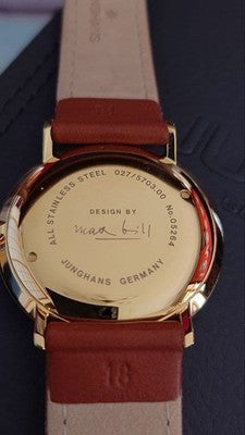JUNGHANS HAND-WOUND MEN'S WRISTWATCH ROUND FACE GERMAN MADE DIAL OFF-WHITE