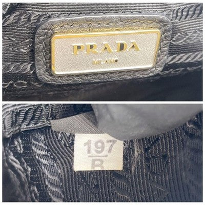 PRADA VITELLO DINO LEATHER SHOULDER NAVY GOLD HARDWARE