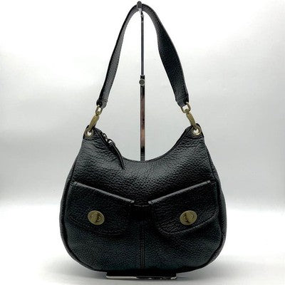MIU MIU BLACK LEATHER SHOULDER BAG TURN LOCK GOLD HARDWARE NERO WITH CARD