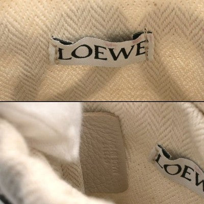 LOEWE ANAGRAM CUTOUT SHOULDER BAG C922Y62X07 BLACK NATURAL CANVAS LEATHER