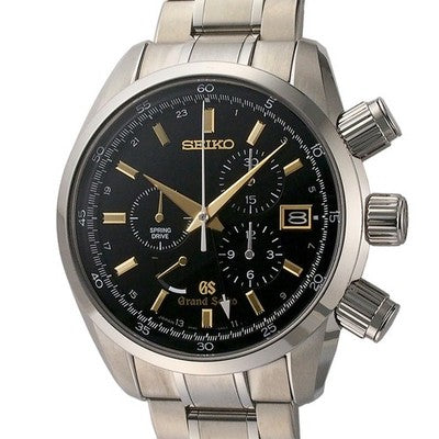 SEIKO GRAND SEIKO SPRING DRIVE CHRONOGRAPH AUTO TITANIUM BLACK DIAL 43MM WATCH