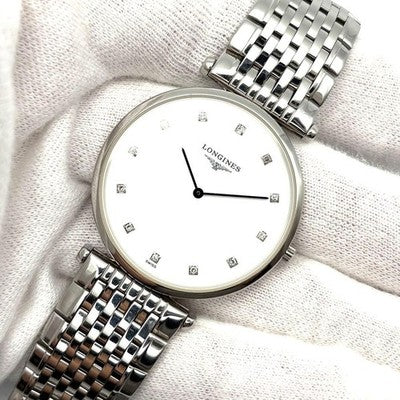 LONGINES LA GRANDE CLASSIQUE L4.709.4 DIAMOND SILVER DIAL SS QUARTZ WATCH USED