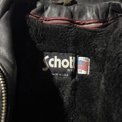 SCHOTT 652 SIZE 38 BLACK GENUINE LEATHER SINGLE RIDERS JACKET USA BIKER VINTAGE