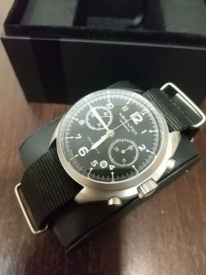 HAMILTON KHAKI PILOT PIONEER CHRONOGRAPH H764560 AUTOMATIC BLACK DIAL 41MM