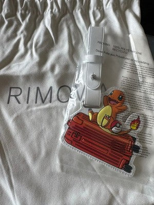 RIMOWA POKEMON CHARMANDER LEATHER LUGGAGE TAG WHITE SUITCASE CHARM JAPAN NEW