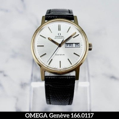 OMEGA MEN'S WRISTWATCH GENEVE AUTOMATIC 166.0117 GOLD-PLATED ROUND FACE