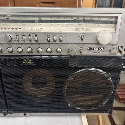 SHARP GF-909 SILVER BOOMBOX AM/FM RADIO DUAL CASSETTE FOR PARTS REPAIR