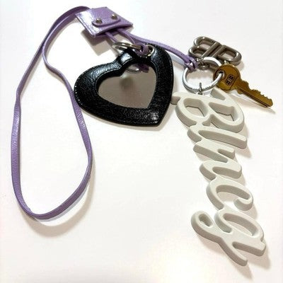 BALENCIAGA Le City Heart Charm Keyring Lilac/Black Used From Japan