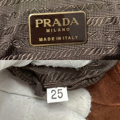 PRADA SUEDE GROMMET SHOULDER BAG BROWN PERFORATED LEATHER CROSSBODY
