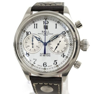 BALL AUTOMATIC WATCH TRAINMASTER CANNONBALL BROWN WHITE DIAL CM1052D