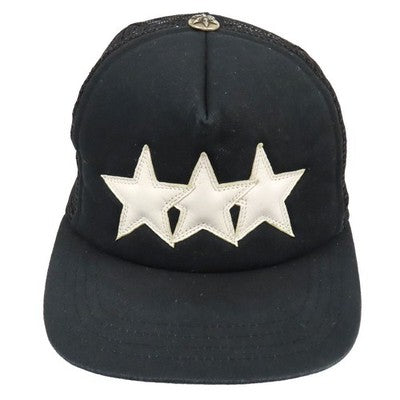 CHROME HEARTS LEATHER STAR TRACKER CAP UNISEX BLACK MADE IN USA