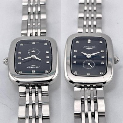 LONGINES EQUESTRIAN L6.141.4 13P DIAMOND BLACK DIAL SS QUARTZ SMALLSSECOND WATCH