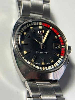 RADO CAPTAIN COOK 11773-2 AUTOMATIC MENS DIVER WATCH ROTATING BEZEL SS BLACK