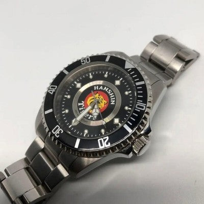 HANSHIN TIGERS FC WATCH BLACK & WHITE QUARTZ BATTERY-POWERED USED FROM JAPAN