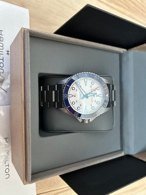 HAMILTON KHAKI NAVY SCUBA AUTO H825050 H82505150 43MM WHITE DIAL STEEL WATCH