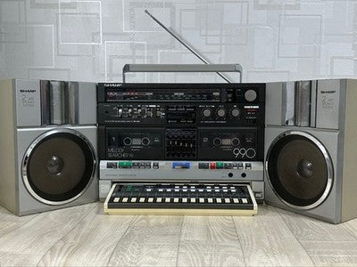 SHARP MR-990 MELODY SEARCHER W BOOMBOX RADIO KEYBOARD MAINTENANCED WORKING RARE