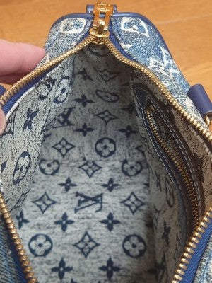 LOUIS VUITTON M59609 SPEEDY BANDOULIERE 25 MONOGRAM DENIM SHOULDER BAG BLUE