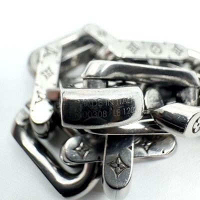 LOUIS VUITTON COLLIER CHAIN MONOGRAM BRACELET SILVER METAL MEN LUXURY AUTHENTIC