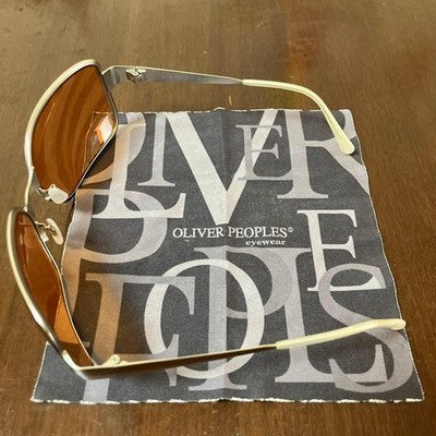 OLIVER PEOPLES OP-523 SUNGLASSES SILVER ORANGE BRAD PITT FIGHT CLUB MODEL