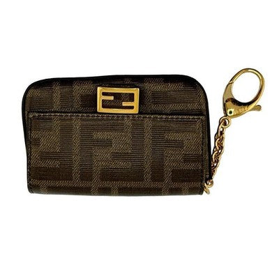 FENDI 7AR798 ZUCCA NANO BAGUETTE MINI CHAIN SHOULDER BAG CHARM PVC FF