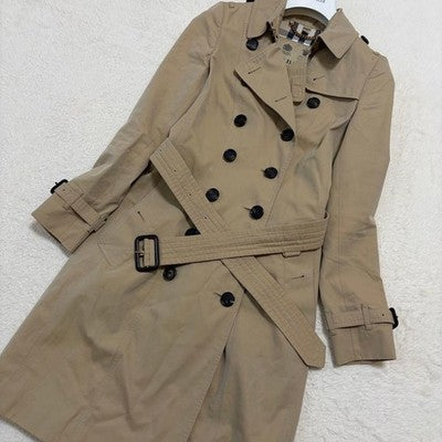 BURBERRY THE CHELSEA TRENCH COAT JACKET BLOUSON WOMEN SIZE US 2 NOVA PLAID BEIGE