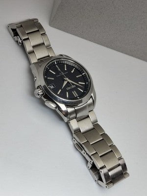 SEIKO BRIGHTZ SAGZ083 7B24-0AF0 SOLAR RADIO BLUE DIAL VERTICAL STRIPE MENS WATCH