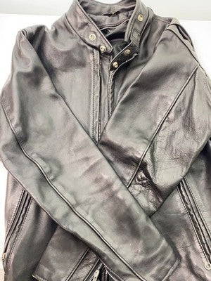SCHOTT SINGLE RIDER JACKET, SIZE 36, LEATHER, BLACK, SOLID COLOR, 641