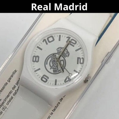 REAL MADRID CLUB DE FUTBOL WATCH 43811 WHITE & SILVER QUARTZ USED FROM JAPAN