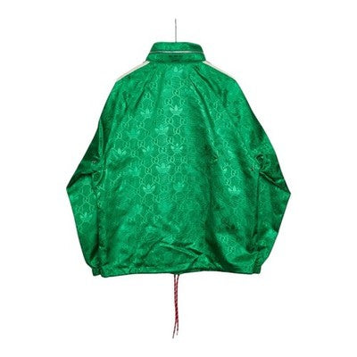 GUCCI X ADIDAS MONOGRAM TREFOIL ANORAK HALF-ZIP JACKET SIZE 44 LOGO GREEN ALMOST