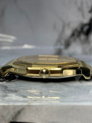 JUNGHANS EWJ-1006M QUARTZ MEN'S WRISTWATCH VINTAGE DIAL GOLD OCTAGONAL CASE
