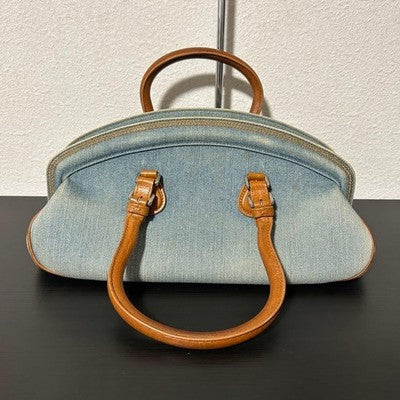 CHRISTIAN DIOR BY GALLIANO DENIM HAND BAG BLUE CD LOGO AUTHENTIC JAPAN