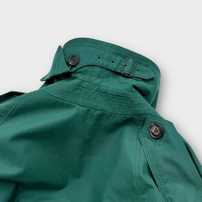 BURBERRY DOUBLE GUN FLAPS TRENCH COAT GREEN LIMITED EDITION MEN'S SIZE 46 L