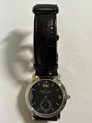 MAURICE LACROIX MASTERPIECE 58789 AUTOMATIC BLACK DIAL LEATHER STRAP WATCH