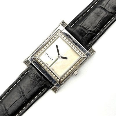 GUCCI 111J DIAMOND BLACK DIAMOND SHELL DIAL WATCH QUARTZ RARE LUXURY MEN WOMEN