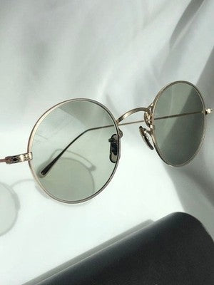OLIVER PEOPLES MCCLORY BG ROUND SUNGLASSES JAPAN MADE GREEN LENS GOLD FRAME