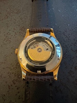 ORIS 7403 17 JEWELS AUTOMATIC MEN'S WATCH GOLD TONE 33MM LEATHER SWISS MADE BOX