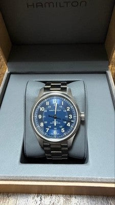 HAMILTON KHAKI FIELD TITANIUM AUTO H70545140 42MM BLUE DIAL WATCH BOX USED