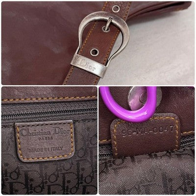 CHRISTIAN DIOR GAUCHO SADDLE BAG JOHN GALLIANO BROWN LEATHER AUTH GOOD