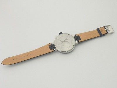 LOUIS VUITTON TAMBOUR CHRONOGRAPH DAMIER COBALT V QA076 SS BLUE/WHITE/RED WATCH