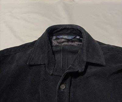 POLO RALPH LAUREN 90S USA SUEDE LEATHER SHIRT JACKET BLACK M OVERSIZED VINTAGE