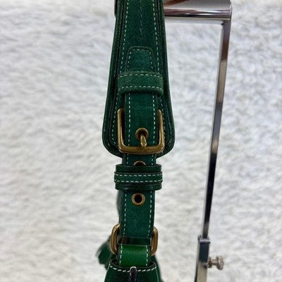 COACH OLD COACH SUEDE HOBO ONE SHOULDER BAG GREEN LEATHER TASSEL BAG