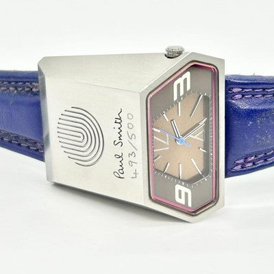 PAUL SMITH CHRONOGRAPH 5930-H16293 QUARTZ PURPLE SILVER DIAL MEN'S LEATHER WATCH
