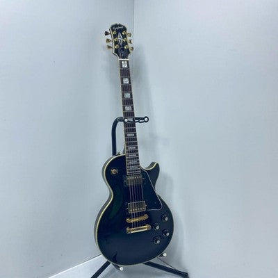 EPIPHONE LES PAUL CUSTOM EBONY ELECTRIC GUITAR USED CLEAN TESTED W/ ACCESSORIES