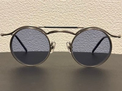 MATSUDA 2903H MAS ROUND SUNGLASSES ANTIQUE SILVER BLUE LENS 43-23-140 MINT