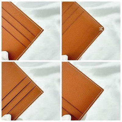 HERMES H SELLIER CARD HOLDER W STAMP 2024 EPSOM LEATHER LIGHT BROWN WITH BOX