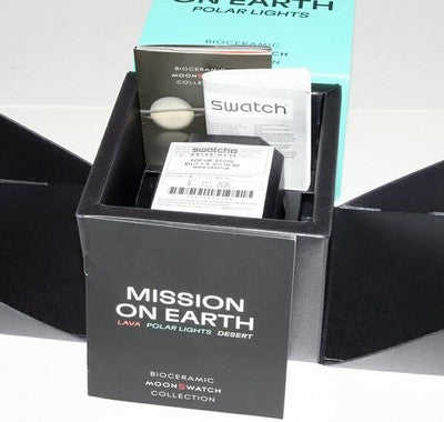 OMEGA X SWATCH MOONSWATCH MISSION ON EARTH POLAR LIGHTS SO33L103 WATCH BOX